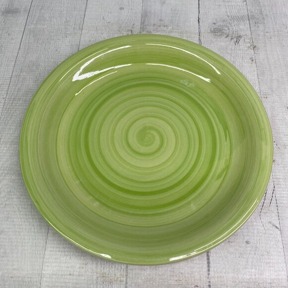 Royal Norfolk Greenbrier Spring Green Swirl Stoneware 10.5" Dinner Plates Set 4 - Picture 6 of 16